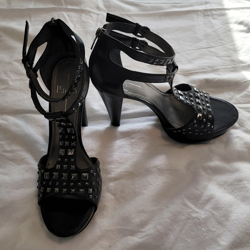 Black Leather Spiked Linea Paolo Adair Shoes - Size 10